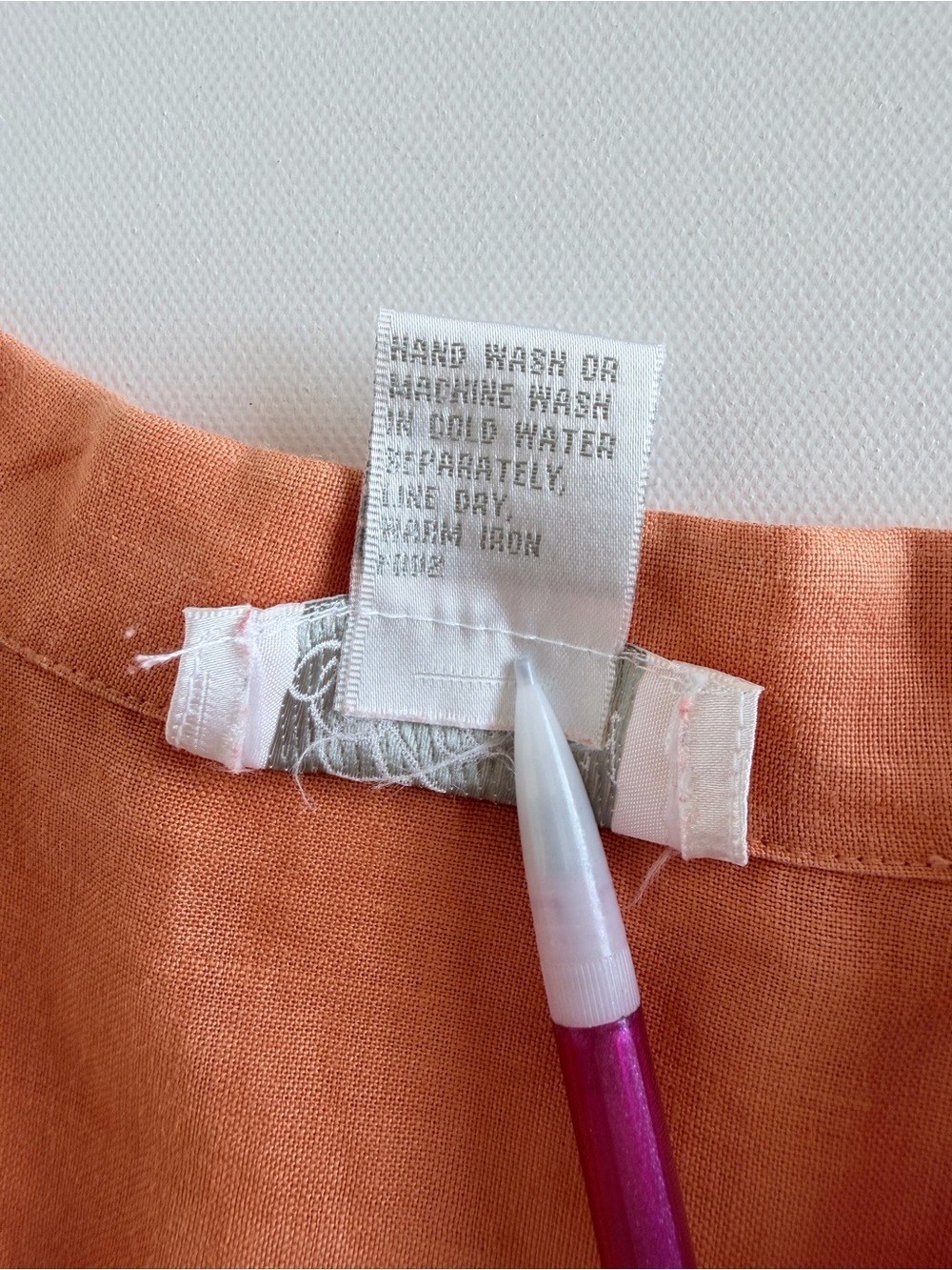 K Arnold 100% Linen Sleeveless Button Front Camp Shirt Orange Size Small - Picture 5 of 8